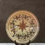 Nature-inspired design on Plate in Kashmiri Paper Mache