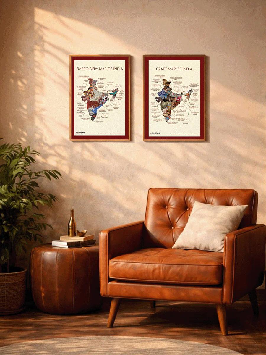 2_Map_in_setup_900x Framed Set of 2 | Maps of India - Image 1