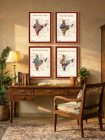 Framed Set of 4 | Maps of India